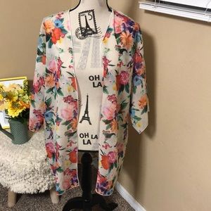 Long floral cardigan